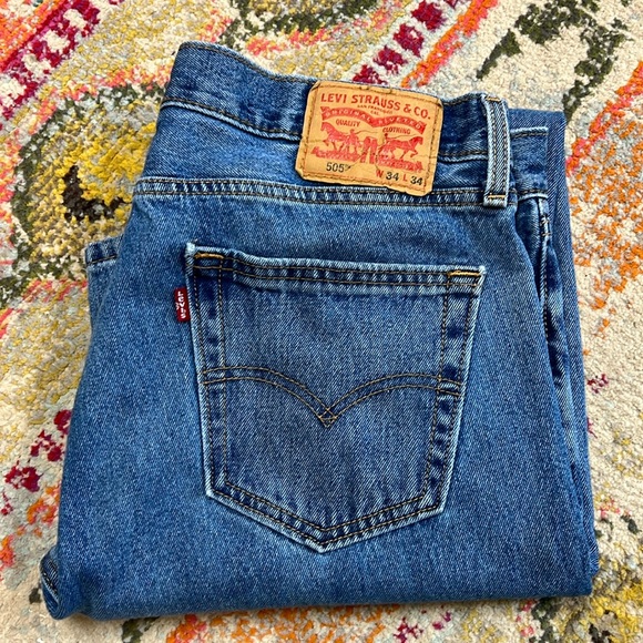 Men’s  505™ Regular Straight Fit Non-Stretch Jeans 34x34 - Picture 1 of 6